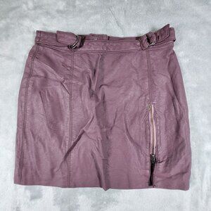 Free People Faux Leather Moto Skirt 6 Purple Buckles Zip Mini Club Biker Party